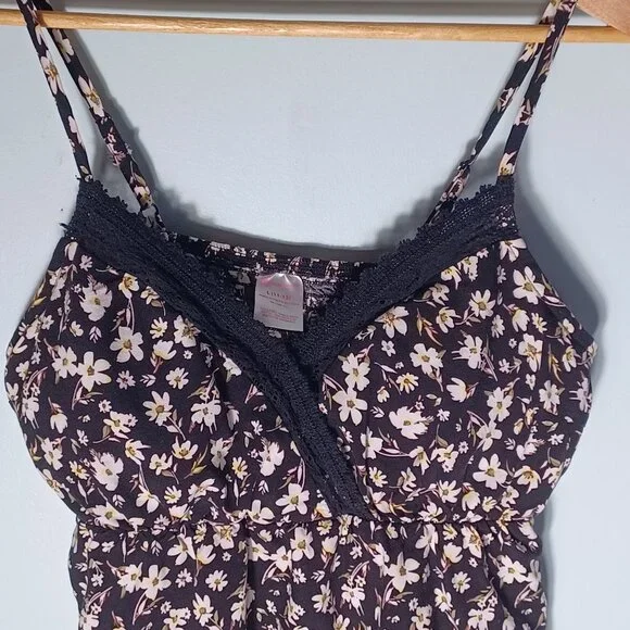 Womens Babydoll Cami Top Size Large Cottagecore Y2K Ditsy Floral Retro - Picture 2 of 9